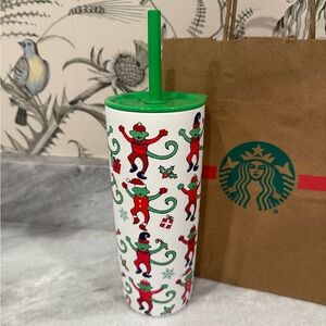 Starbucks x Roller Rabbit Holiday Monkey Mas Stainless Steel Cold Cup